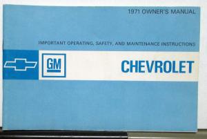 1971 Chevrolet Impala Caprice Bel Air Biscayne Owners Operators Manual Original