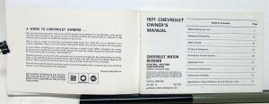 1971 Chevrolet Impala Caprice Bel Air Biscayne Owners Operators Manual Original