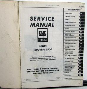 1968 GMC Truck Pickup Series 1500-3500 Service Shop Repair Manual