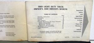 1969 Chevrolet Truck Owners Manual Care & Operation C/K Series 10-30 Pickup Orig