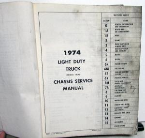 1974 GMC Truck Pickup Series 1500-3500 Service Shop Repair Manual Inc Jimmy G&P