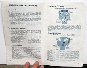 1972 Chevrolet Biscayne Bel Air Impala Caprice Emission Control Systems Booklet