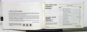 1972 Chevrolet Vega Owners Operators Manual Original
