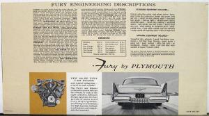 1957 Plymouth Fury Sales Brochure V-800 2 X 4 Carbs Perf Luxury Original