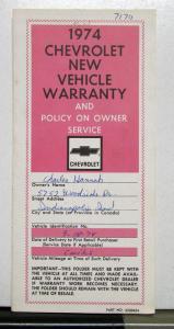 1974 Chevrolet Vega Owners Operators Manual Original