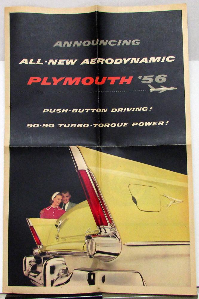 1956 Plymouth Belvedere Color Sales Ad Newsprint Style Supplement Original
