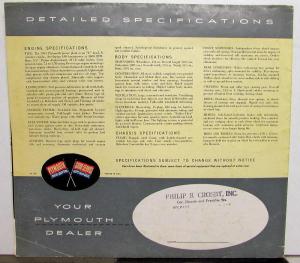 1954 Plymouth Belvedere Plaza Savoy Color XL Sales Folder Original Brochure
