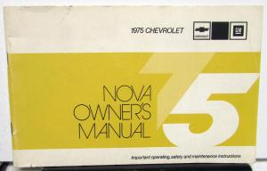 1975 Chevrolet Nova Owners Operators Manual Original