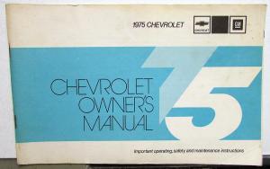 1975 Chevrolet Impala Caprice Bel Air Owners Operators Manual Original
