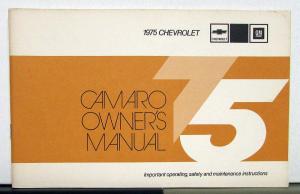 1975 Chevrolet Camaro Owners Operators Manual Original