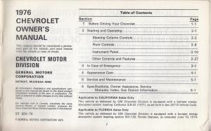 1976 Chevrolet Impala Caprice Owners Operators Manual Original