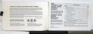 1976 Chevrolet Chevelle Monte Carlo Owners Operators Manual Original