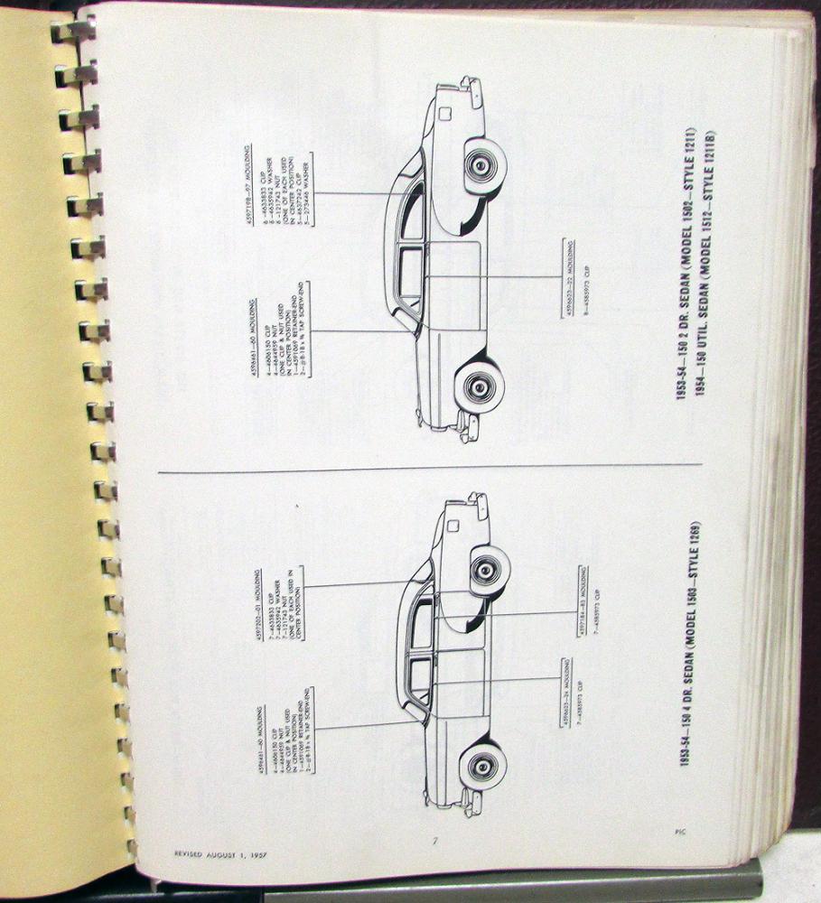 19531957 Chevrolet Dealer Parts Illustrations & Info Catalog Bel Air