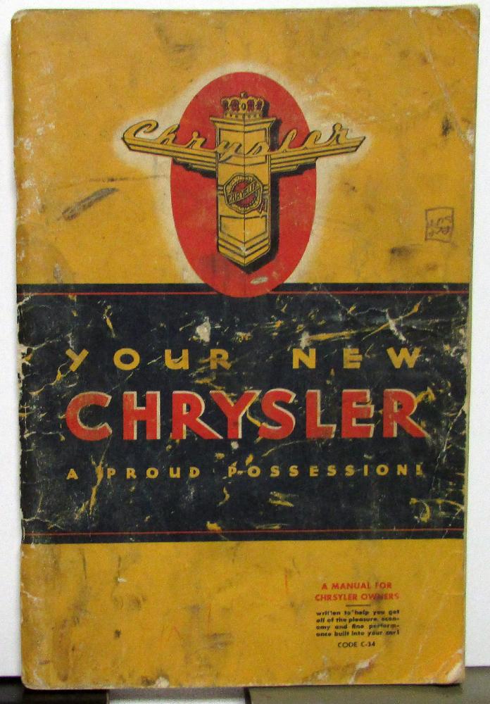 1942 Chrysler C34 Owners Operators Manual Original
