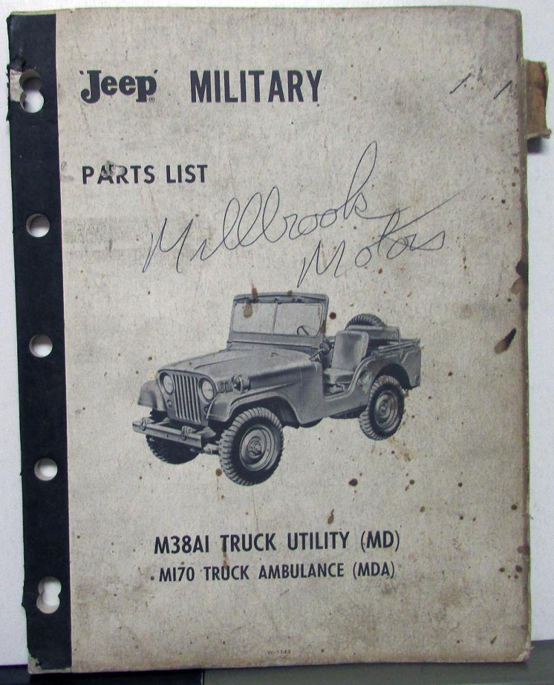 1952-1962 Jeep Military Parts List Book M38A1 MD M170 Ambulance MDA