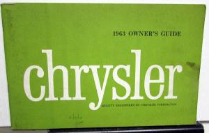 1963 Chrysler New Yorker 300 Newport Owners Operators Manual Orginal