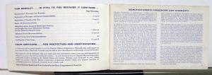 1964 Chrysler New Yorker 300 Newport Passenger Car Warranty Booklet
