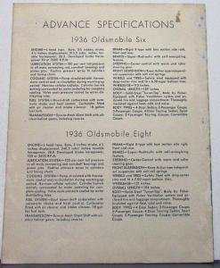 Original 1936 Oldsmobile Advance Information Sales Brochure Rare First Sketches