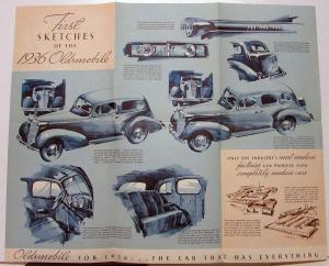 Original 1936 Oldsmobile Advance Information Sales Brochure Rare First Sketches