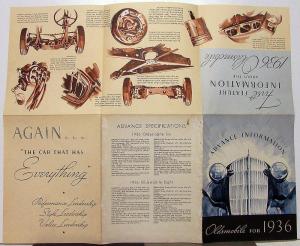 Original 1936 Oldsmobile Advance Information Sales Brochure Rare First Sketches