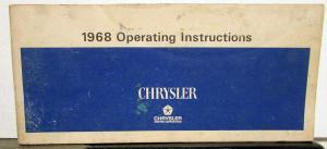 1968 Chrysler Newport 300 New Yorker Owners Operators Manual Orginal