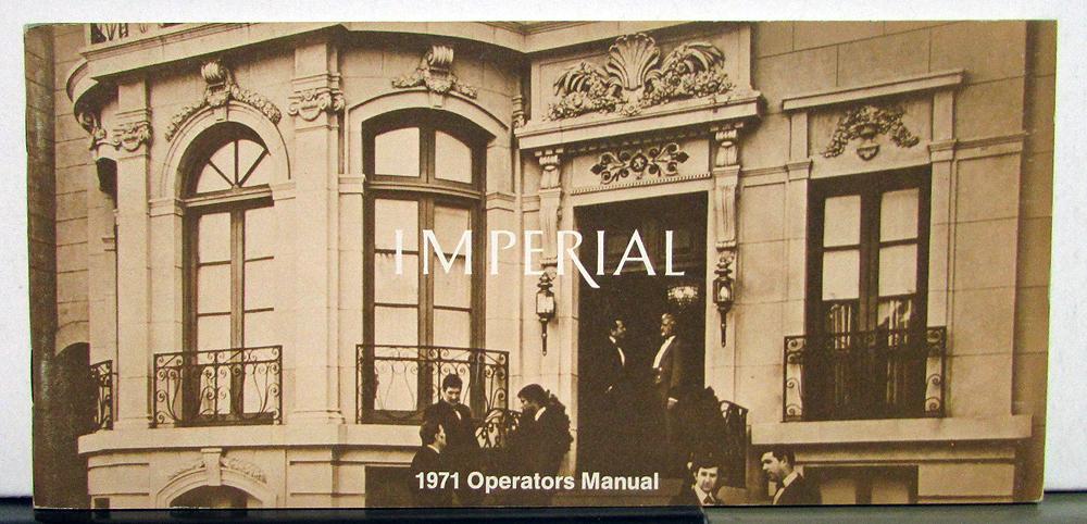 1971 Chrysler Imperial Owners Operators Manual Orginal