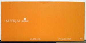1971 Chrysler Imperial Owners Operators Manual Orginal
