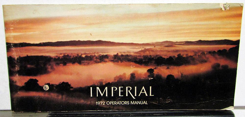 1972 Chrysler Imperial Owners Operators Manual Orginal