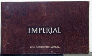 1974 Chrysler Imperial Owners Operators Manual Orginal