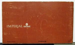 1974 Chrysler Imperial Owners Operators Manual Orginal