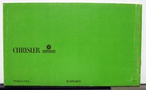 1975 Chrysler Cordoba Owners Operators Manual Orginal