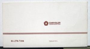 1977 Chrysler LeBaron Owners Operators Manual Orginal