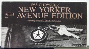 1983 Chrysler New Yorker 5th Avenue Edition Owners Operators Manual Orginal