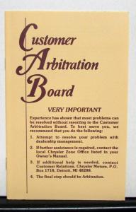 1987 Chrysler New Yorker Owners Operators Manual Orginal