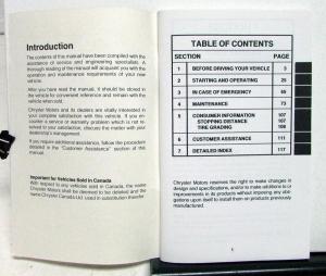 1987 Chrysler LeBaron Town & Country Owners Operators Manual Orginal