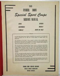1949 Special Sport Coupe Cadillac Buick Oldsmobile Fisher Body Service Manual