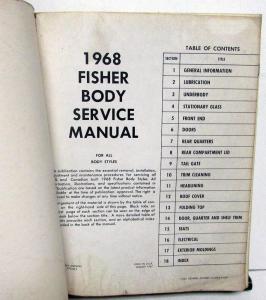 1968 Chevrolet Chevelle Camaro Nova Pontiac GTO Fisher Body Service Manual