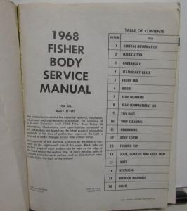 1968 Chevrolet Chevelle Camaro Nova Pontiac GTO Fisher Body Service Manual