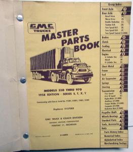 1955-1958 GMC Trucks Dealer Master Parts Books Models 550 Thru 970 S T X Y Orig