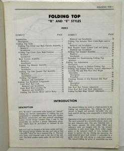 1971 Chevy Impala Olds Delta Fisher Body Folding Top B & E Bodies Service Manual