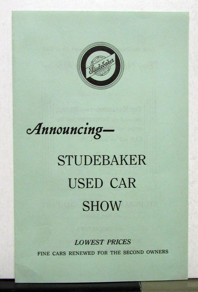 1933 1934 Studebaker Dictator Commander President Used Car Show Sales Brochure