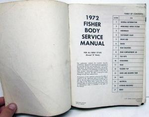 1972 Chevrolet Camaro Nova Pontiac Firebird Fisher Body Service Manual