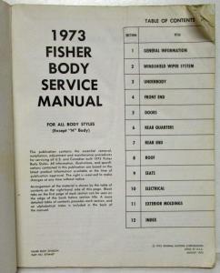 1973 Chevrolet Camaro Nova Pontiac Firebird GTO Fisher Body Service Manual