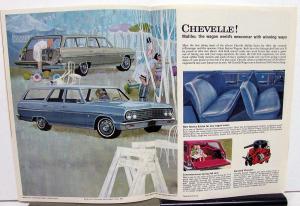 1964 Chevrolet Wagons Impala Belair Biscayne Chevelle Nova Greenbrier Brochure