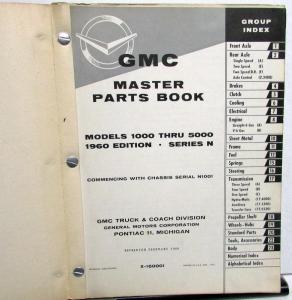 1960 GMC Truck Dealer Master Parts Book Catalog Models 1000 Thru 5000 Pickup