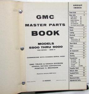 1960 GMC Truck Dealer Master Parts Book Catalog Models 5500 Thru 9000 H/D