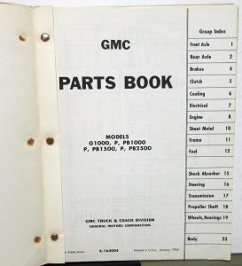 1964 GMC Truck Dealer Parts Book Van Delivery G 1000 P PB 1000-2500 Original