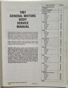 1987 Buick Oldsmobile Cadillac GM Body Service Manual Grand National Riviera