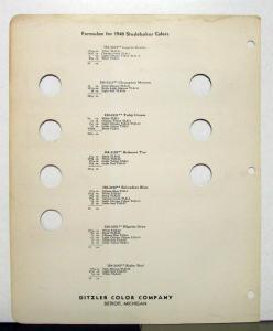 1940 Studebaker Champion Paint Chips By Ditzler Color Company