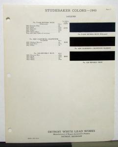 1940 Studebaker Paint Chips By Detroit White Lead Works